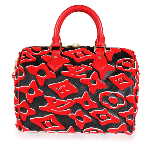 Louis Vuitton Louis Vuitton x Urs Fischer Limited Black & Red Tufted Monogram Canvas Speedy 25