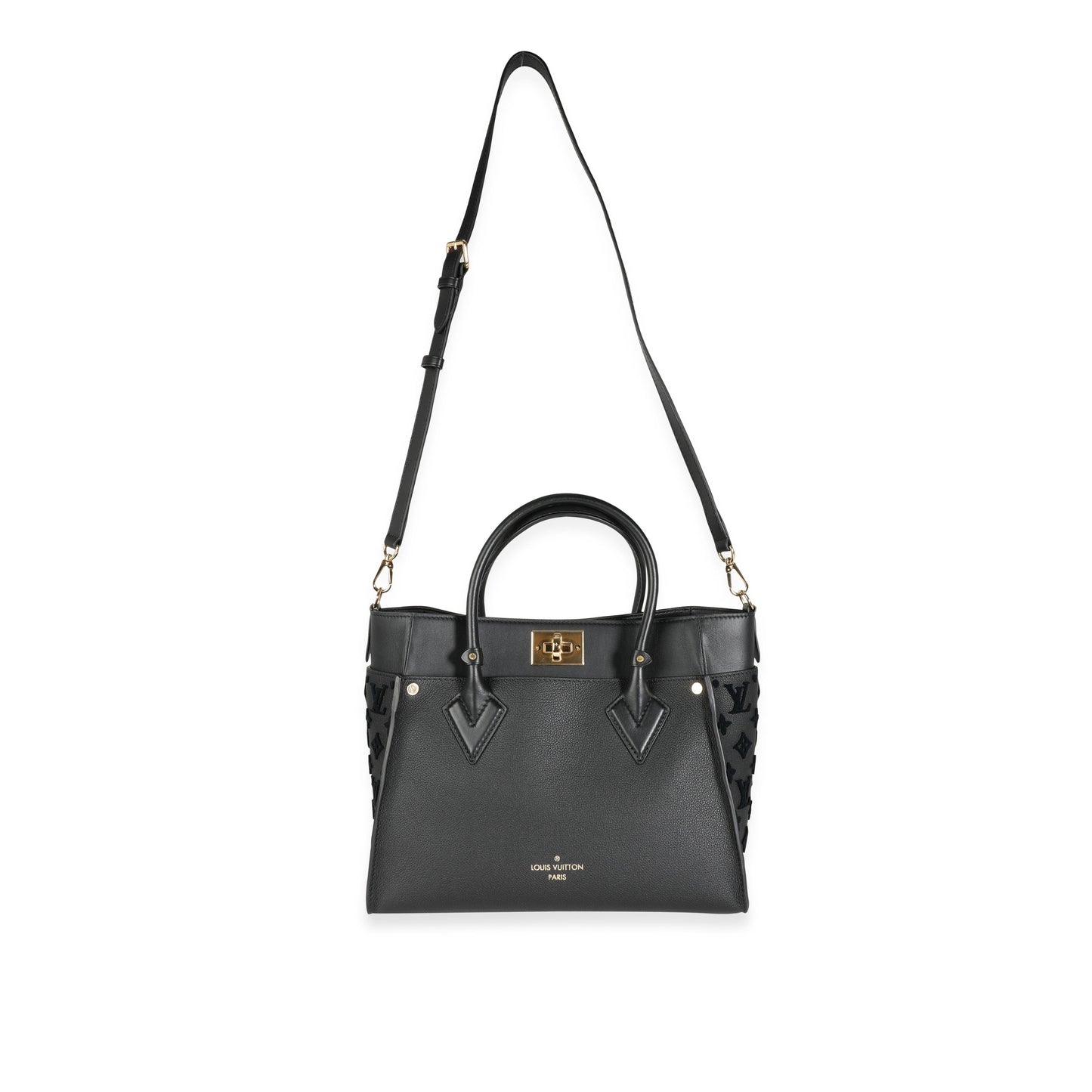 Louis Vuitton Louis Vuitton Black Leather and Tufted Monogram On My Side MM