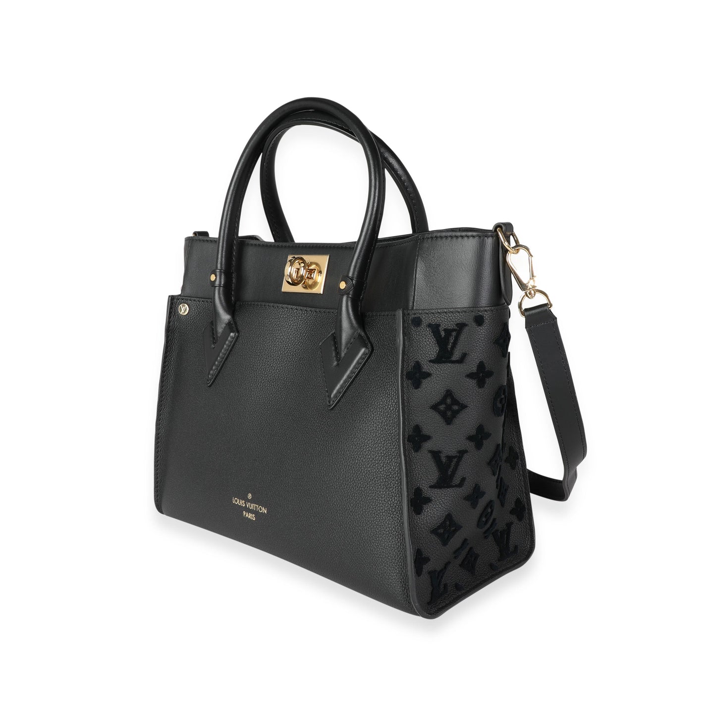 Louis Vuitton Louis Vuitton Black Leather and Tufted Monogram On My Side MM