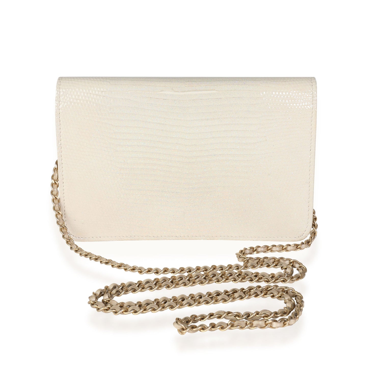Chanel Gold Metallic Lizard Golden Class Wallet on Chain