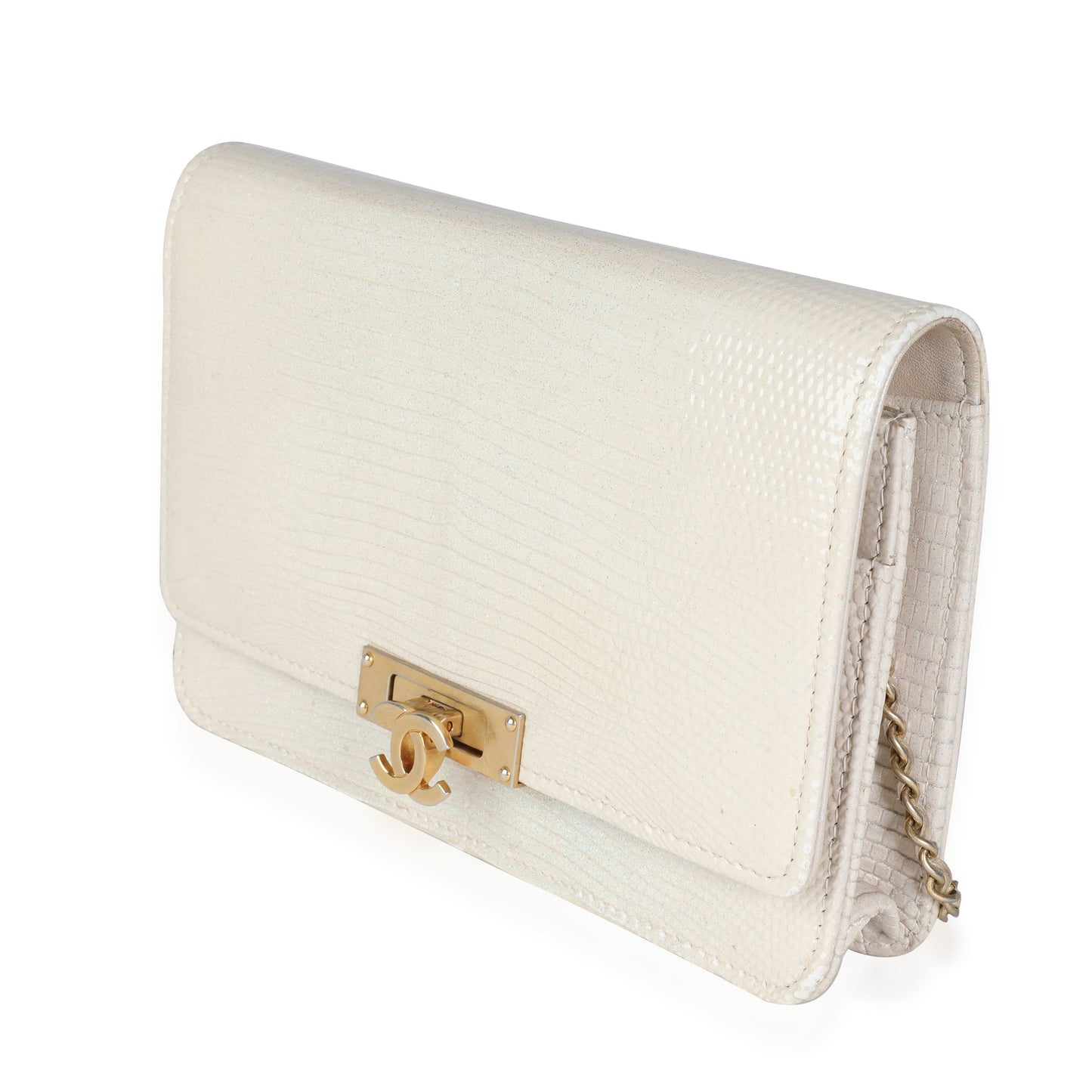 Chanel Gold Metallic Lizard Golden Class Wallet on Chain
