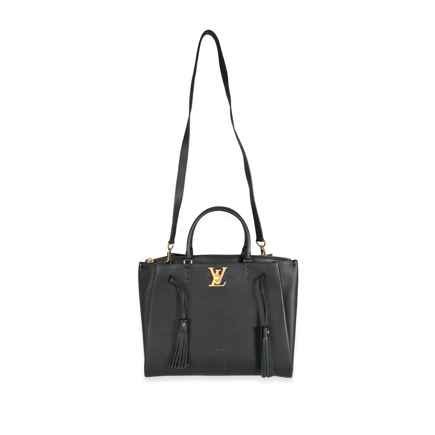 Louis Vuitton Louis Vuitton Black Grained Calfskin Lockmeto Tote