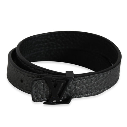 Louis Vuitton Louis Vuitton LV Initiales Black Leather Wrap Bracelet
