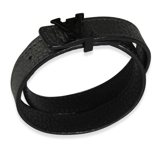 Louis Vuitton Louis Vuitton LV Initiales Black Leather Wrap Bracelet