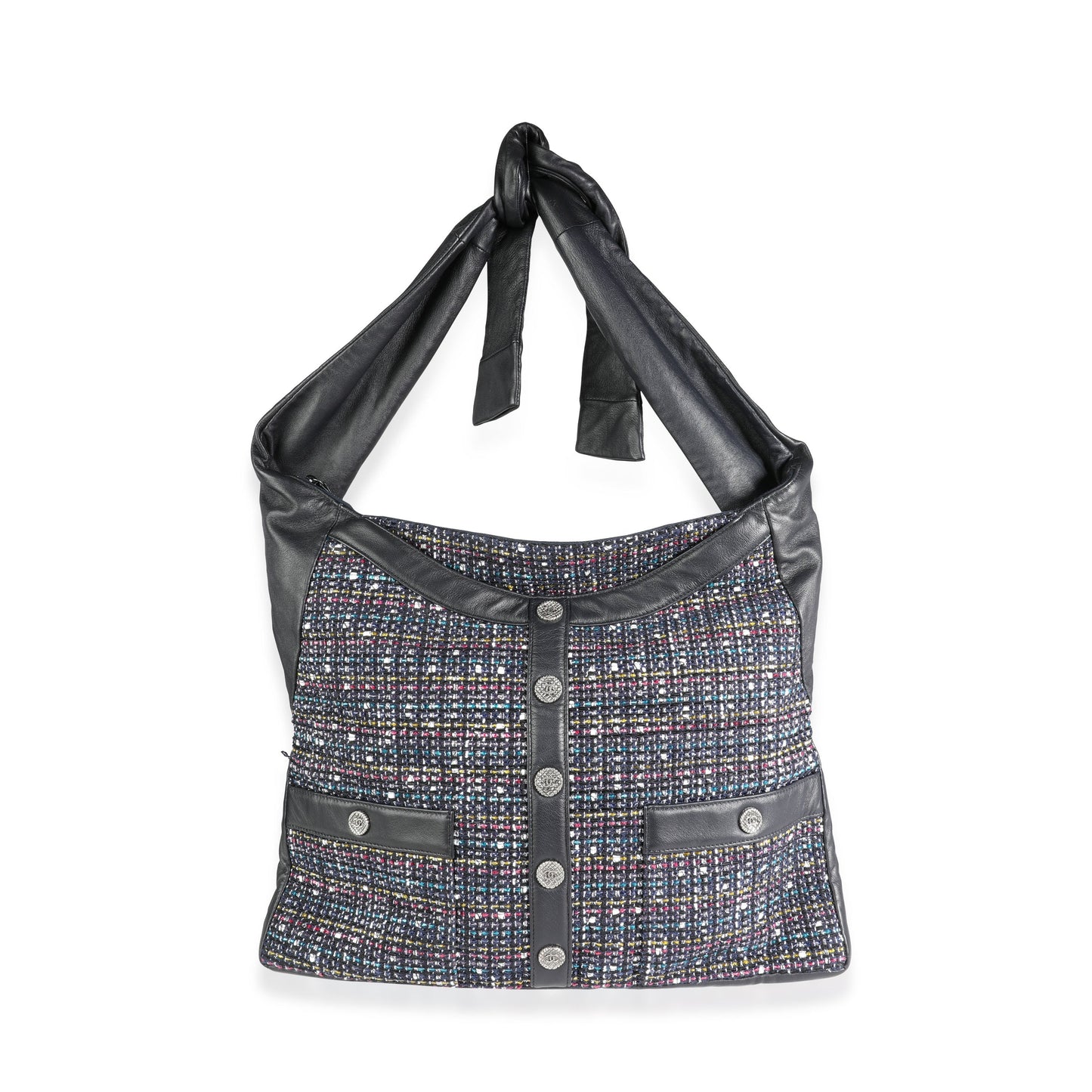Chanel Navy Lambskin & Multicolor Tweed Girl Bag