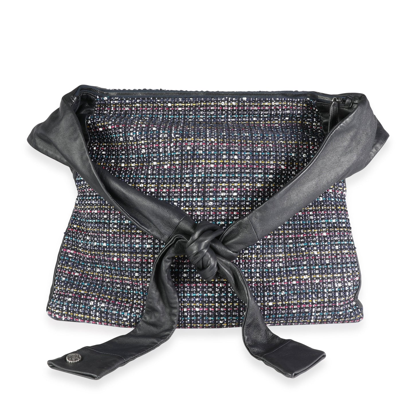 Chanel Navy Lambskin & Multicolor Tweed Girl Bag
