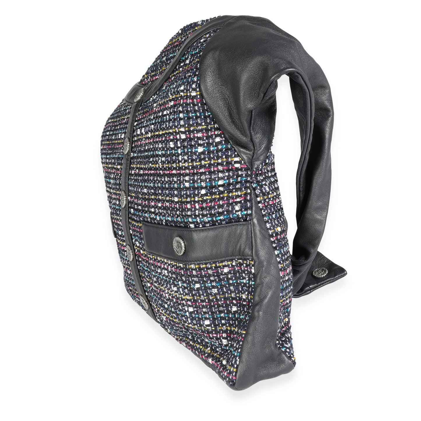 Chanel Navy Lambskin & Multicolor Tweed Girl Bag