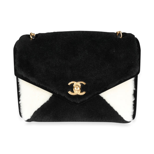 Chanel Black & White Shearling Small Single Flap Bag