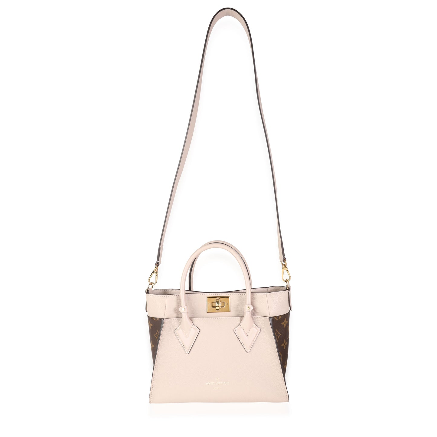 Louis Vuitton Louis Vuitton Greige Calfskin & Monogram Canvas On My Side Tote PM