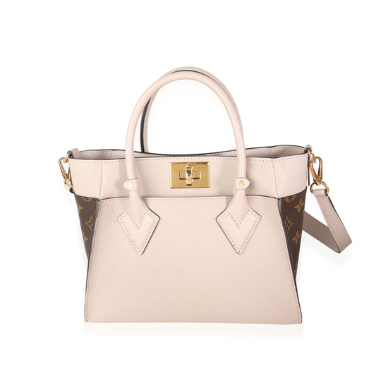 Louis Vuitton Louis Vuitton Greige Calfskin & Monogram Canvas On My Side Tote PM