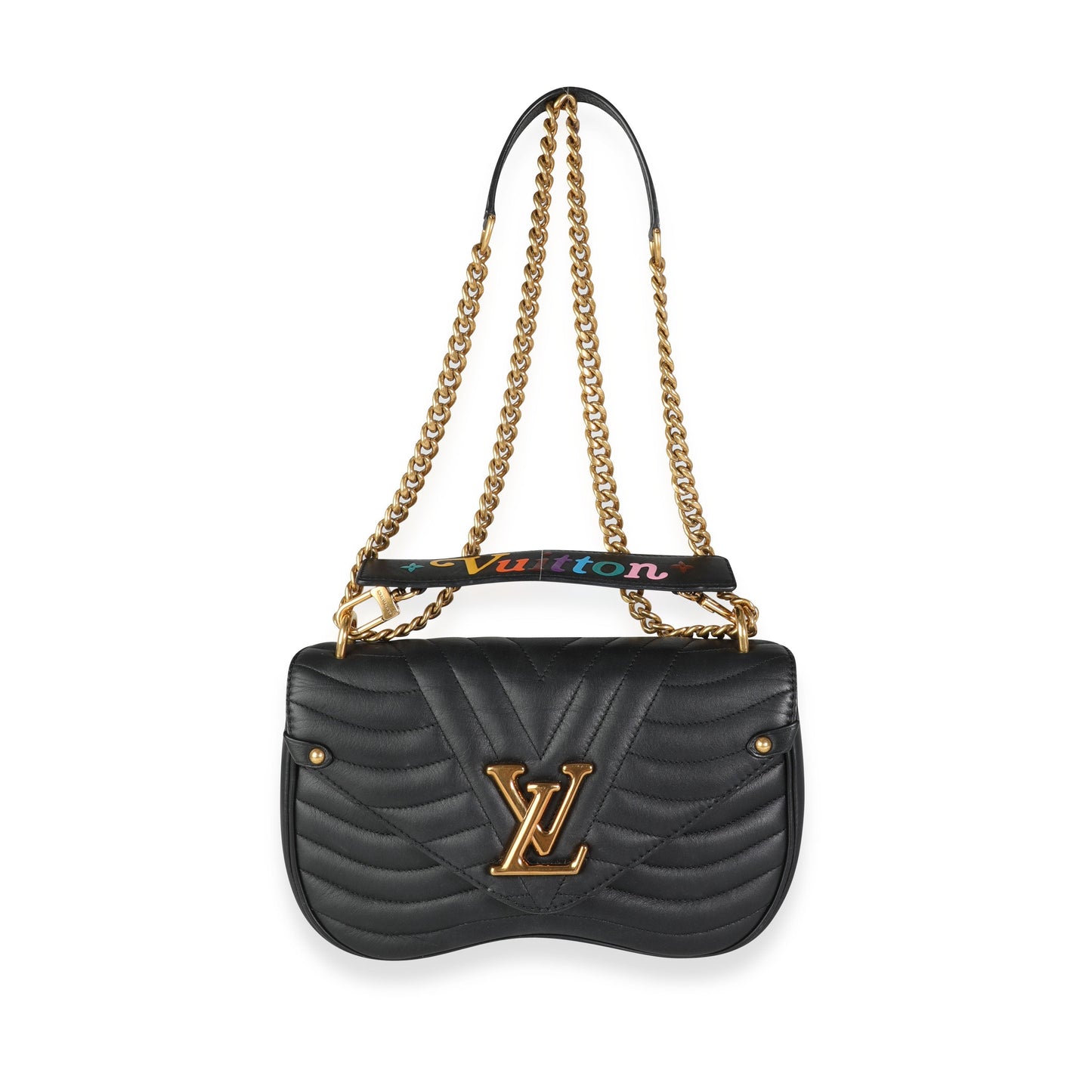 Louis Vuitton Louis Vuitton Black Leather New Wave Chain Bag MM