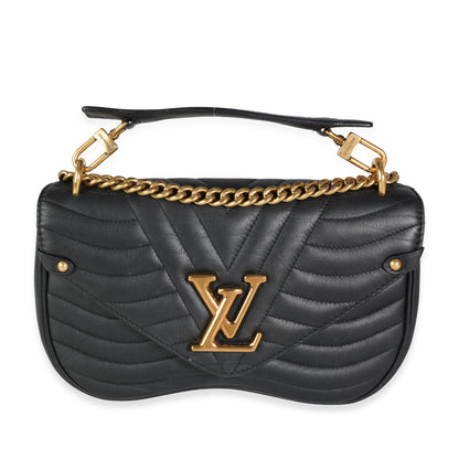 Louis Vuitton Louis Vuitton Black Leather New Wave Chain Bag MM