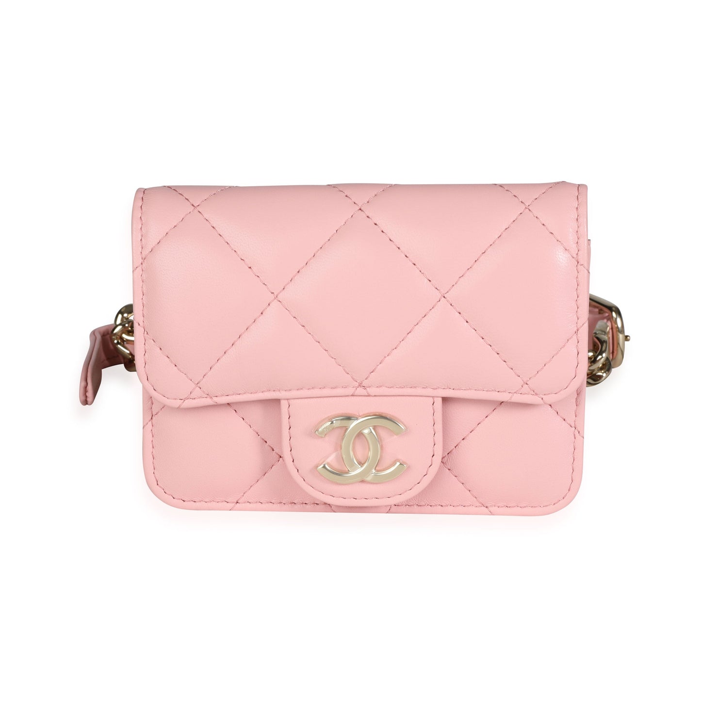 Chanel Pink Quilted Lambskin Elegant Chain Mini Belt Bag