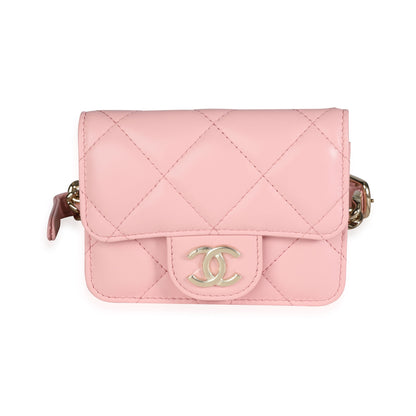 Chanel Pink Quilted Lambskin Elegant Chain Mini Belt Bag
