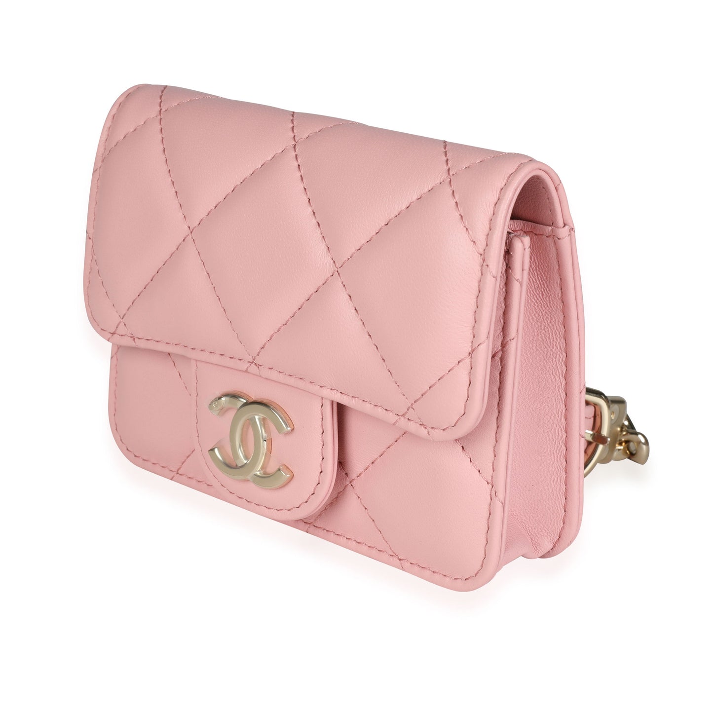 Chanel Pink Quilted Lambskin Elegant Chain Mini Belt Bag