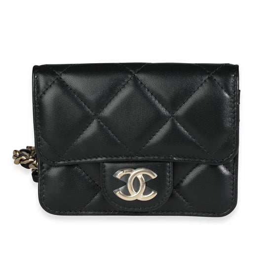 Chanel Black Quilted Lambskin Elegant Chain Mini  Belt Bag