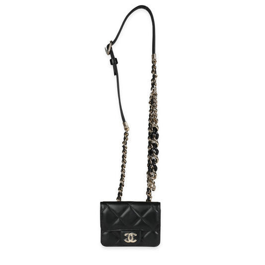 Chanel Black Quilted Lambskin Elegant Chain Mini  Belt Bag