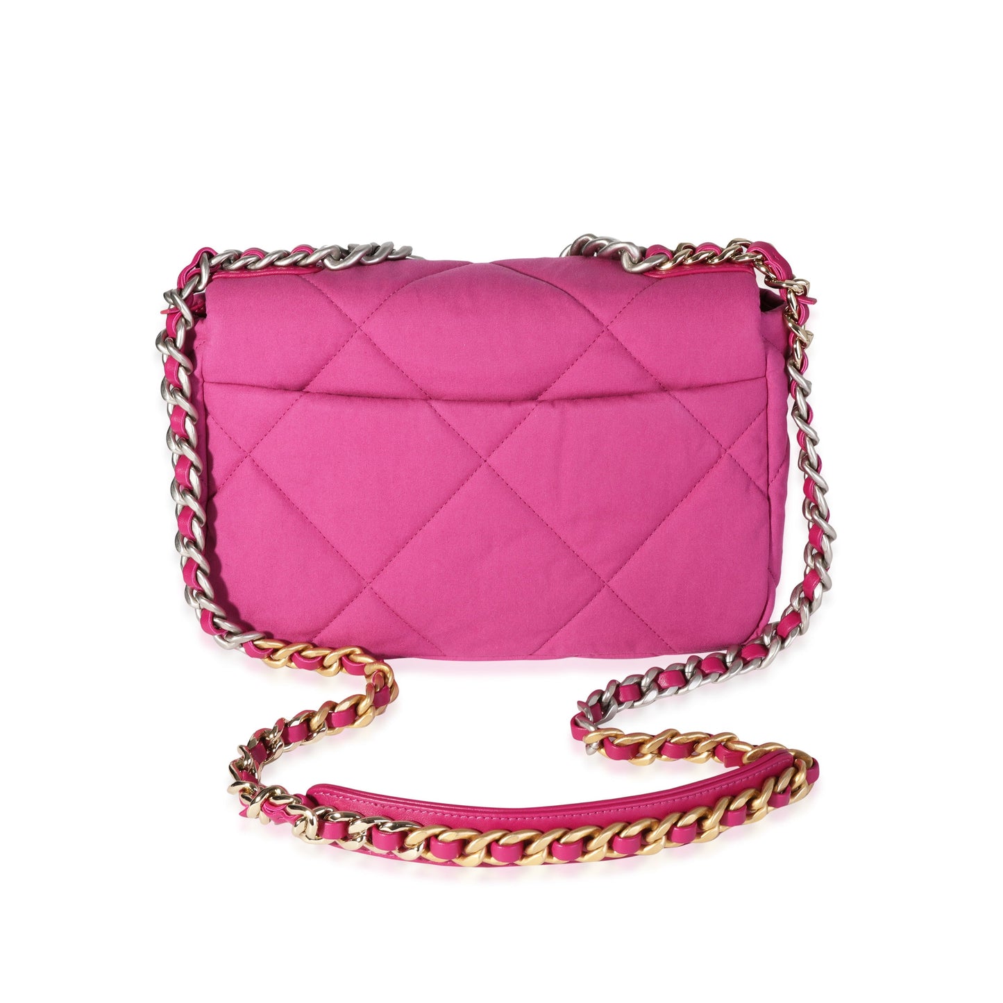 Chanel Fuchsia Quilted Cotton Medium Chanel 19 Flap Bag