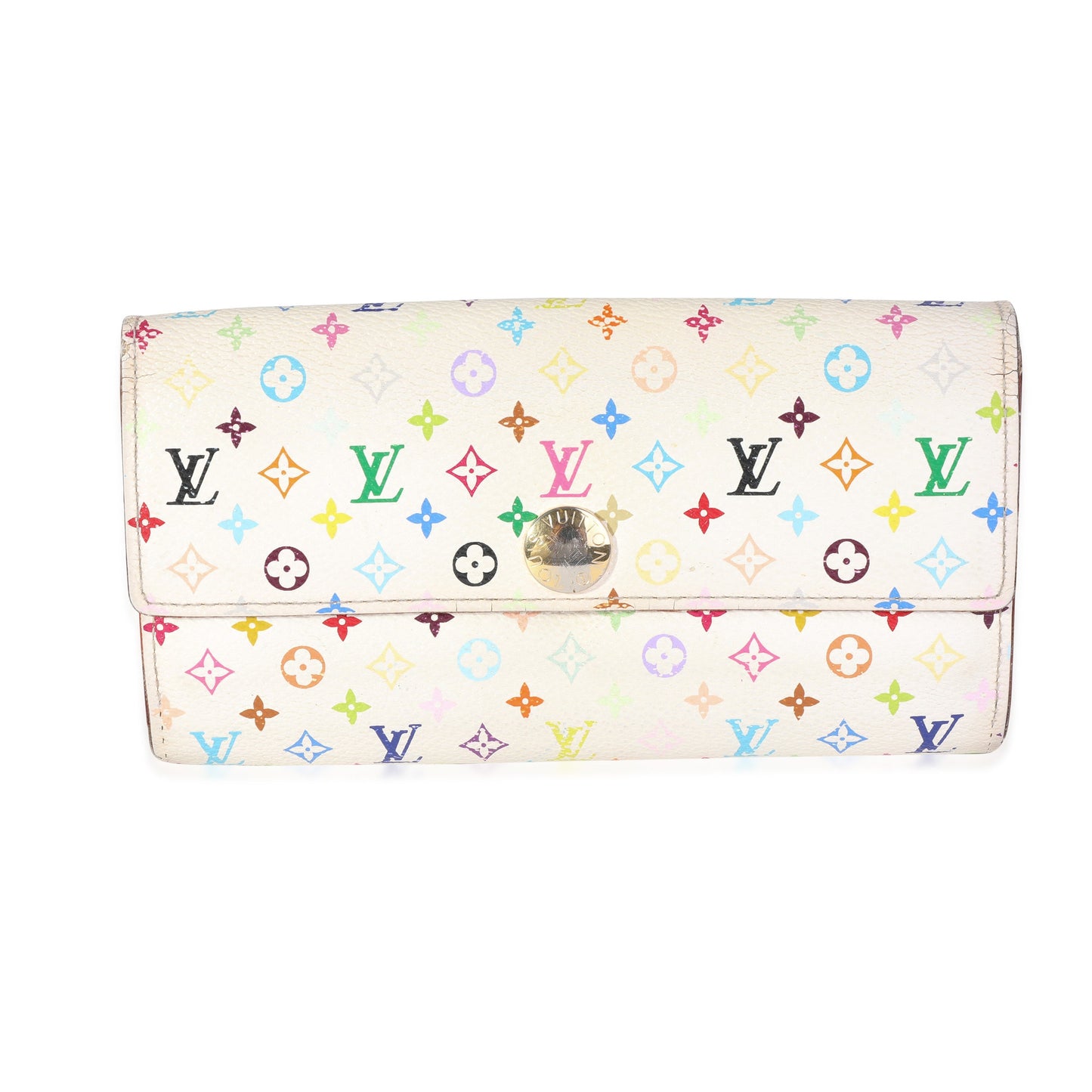Louis Vuitton Louis Vuitton x Takashi Murakami White Monogram Multicolore Canvas Sarah Wallet