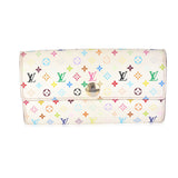 Louis Vuitton Louis Vuitton x Takashi Murakami White Monogram Multicolore Canvas Sarah Wallet
