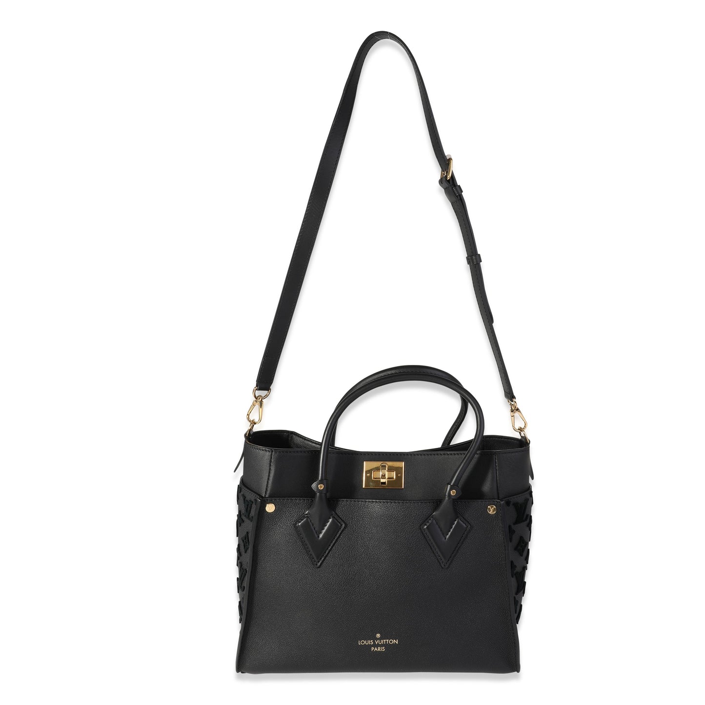 Louis Vuitton Black Grained Calfskin & Tufted Monogram On My Side MM