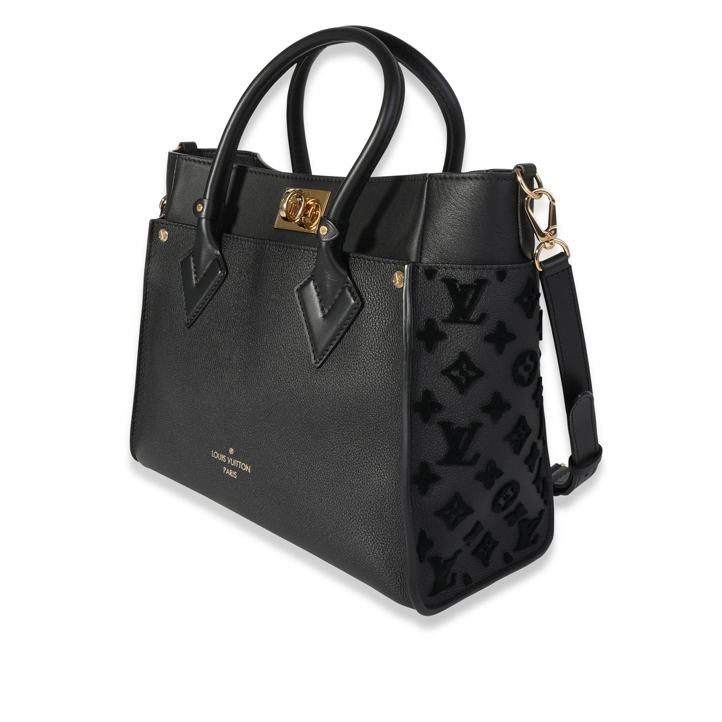 Louis Vuitton Black Grained Calfskin & Tufted Monogram On My Side MM