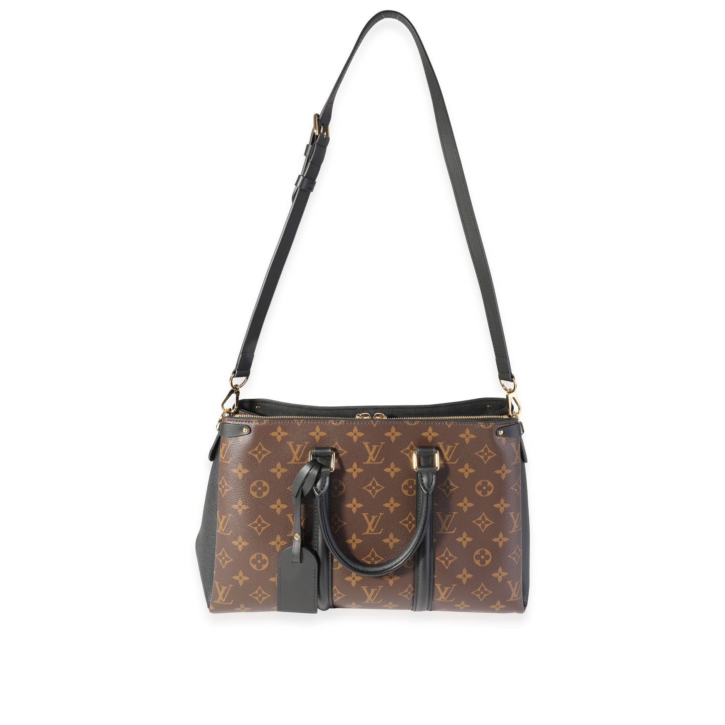 Louis Vuitton Louis Vuitton Black Leather & Monogram Canvas Soufflot MM