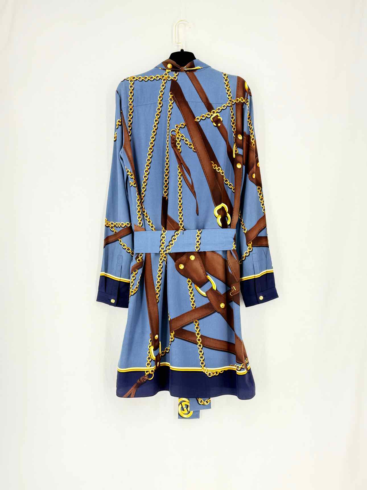 GUCCI Blue & Brown Print Size US 10 Short Dress