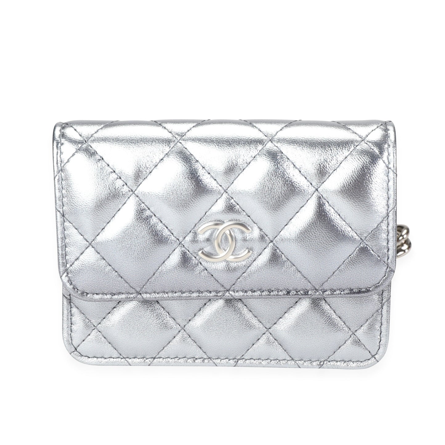 Chanel Silver Metallic Quilted Lambskin Coco Punk Belt Bag