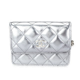 Chanel Silver Metallic Quilted Lambskin Coco Punk Belt Bag
