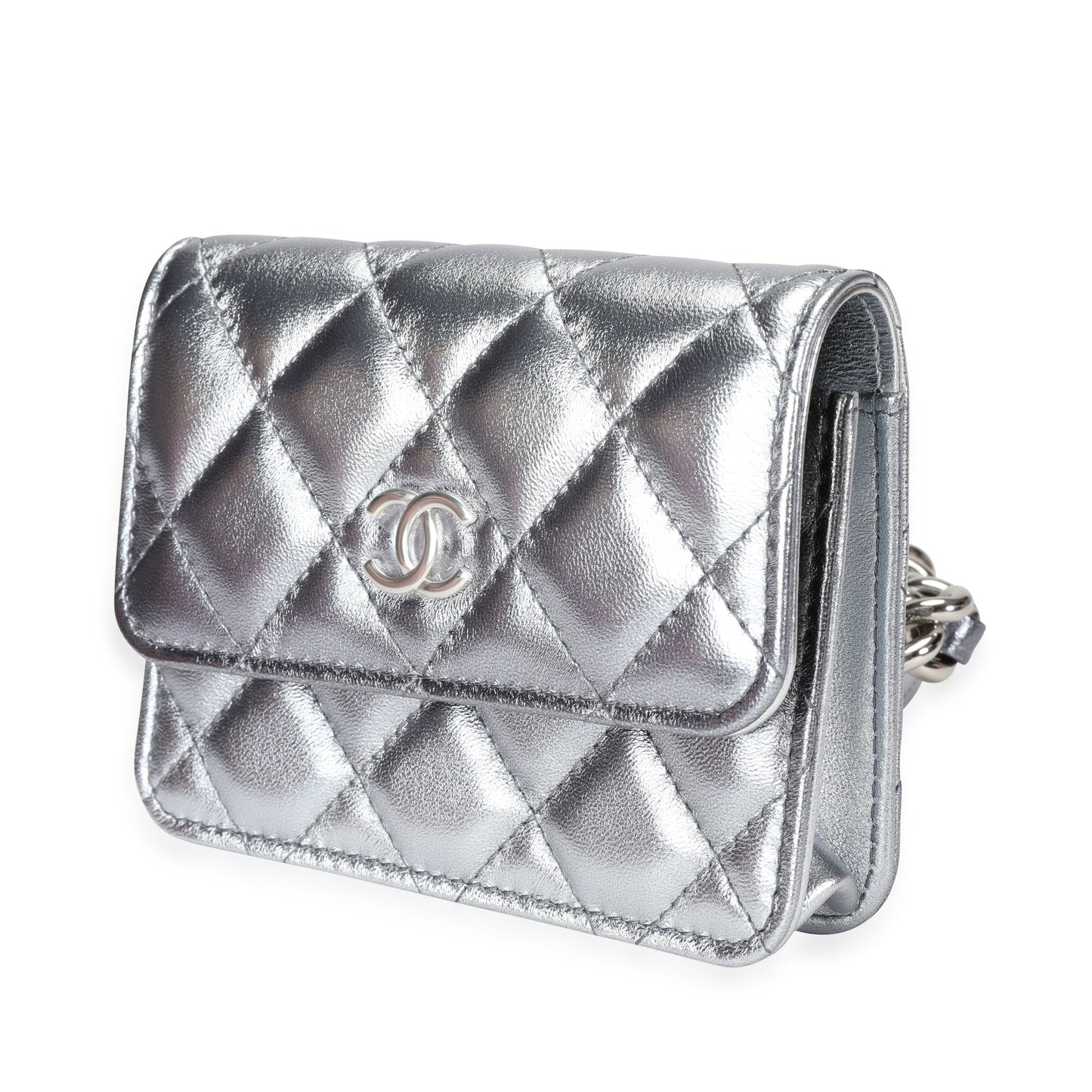 Chanel Silver Metallic Quilted Lambskin Coco Punk Belt Bag