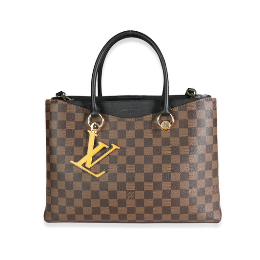Louis Vuitton Louis Vuitton Black Taurillon Leather & Damier Ebene Canvas LV Riverside Tote