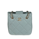 Chanel Light Teal Quilted Lambskin Tiny Shopping Bag