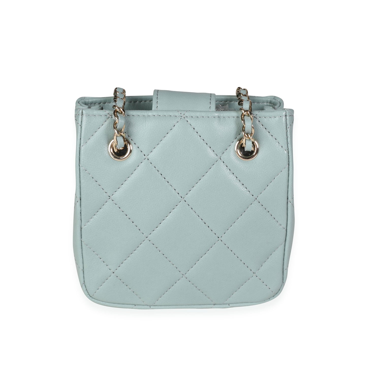 Chanel Light Teal Quilted Lambskin Tiny Shopping Bag