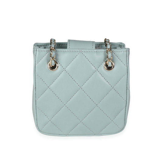 Chanel Light Teal Quilted Lambskin Tiny Shopping Bag