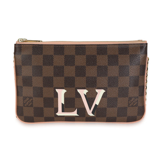 Louis Vuitton Louis Vuitton Damier Ebene & Rose Ballerine  Double Zip Pochette