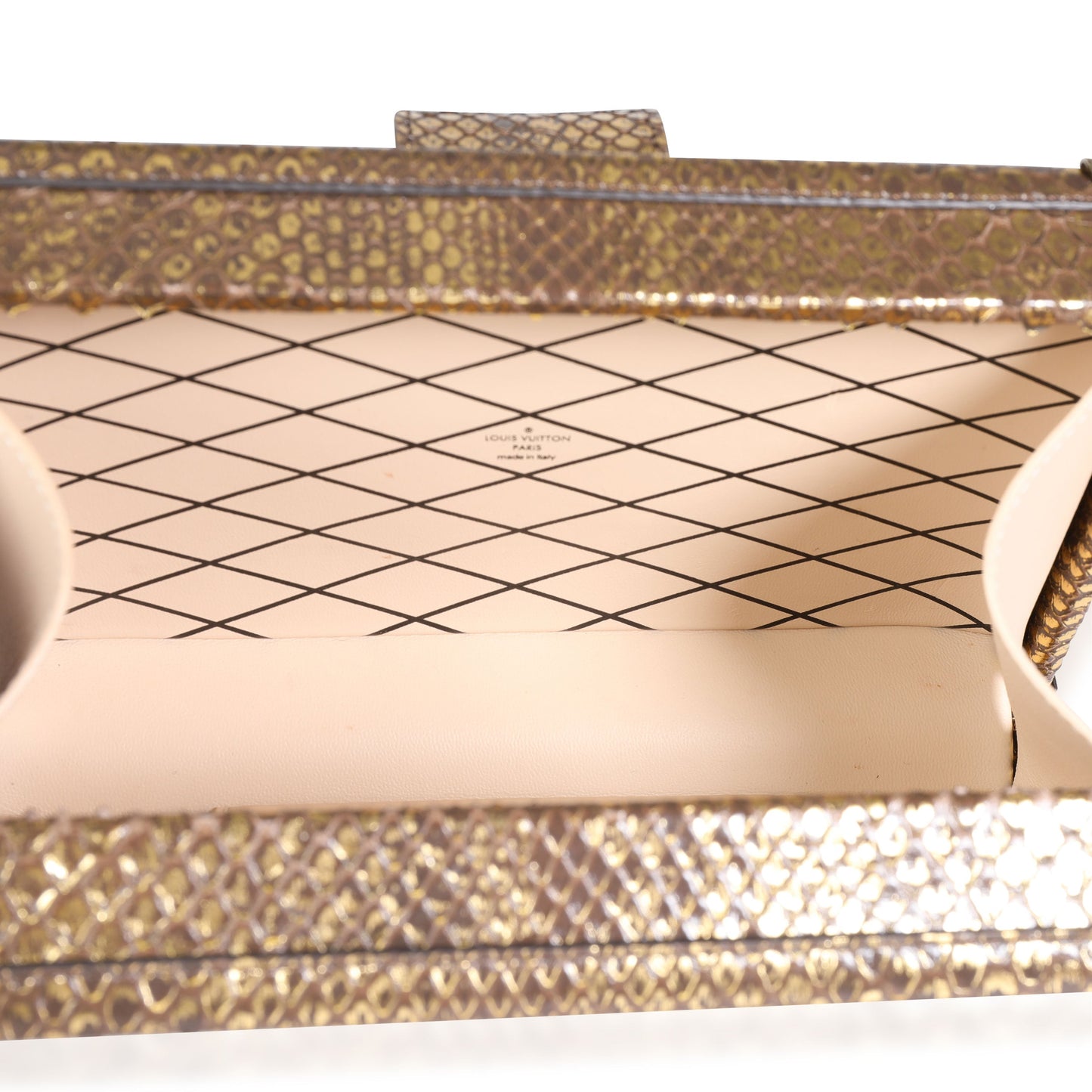Louis Vuitton Louis Vuitton Distressed Metallic Gold Python Petite Malle
