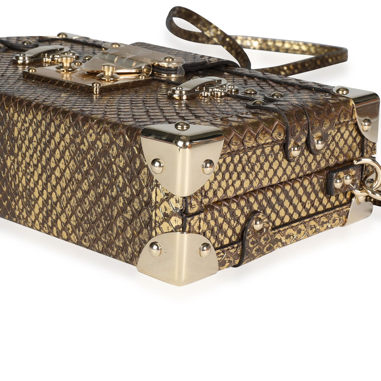 Louis Vuitton Louis Vuitton Distressed Metallic Gold Python Petite Malle