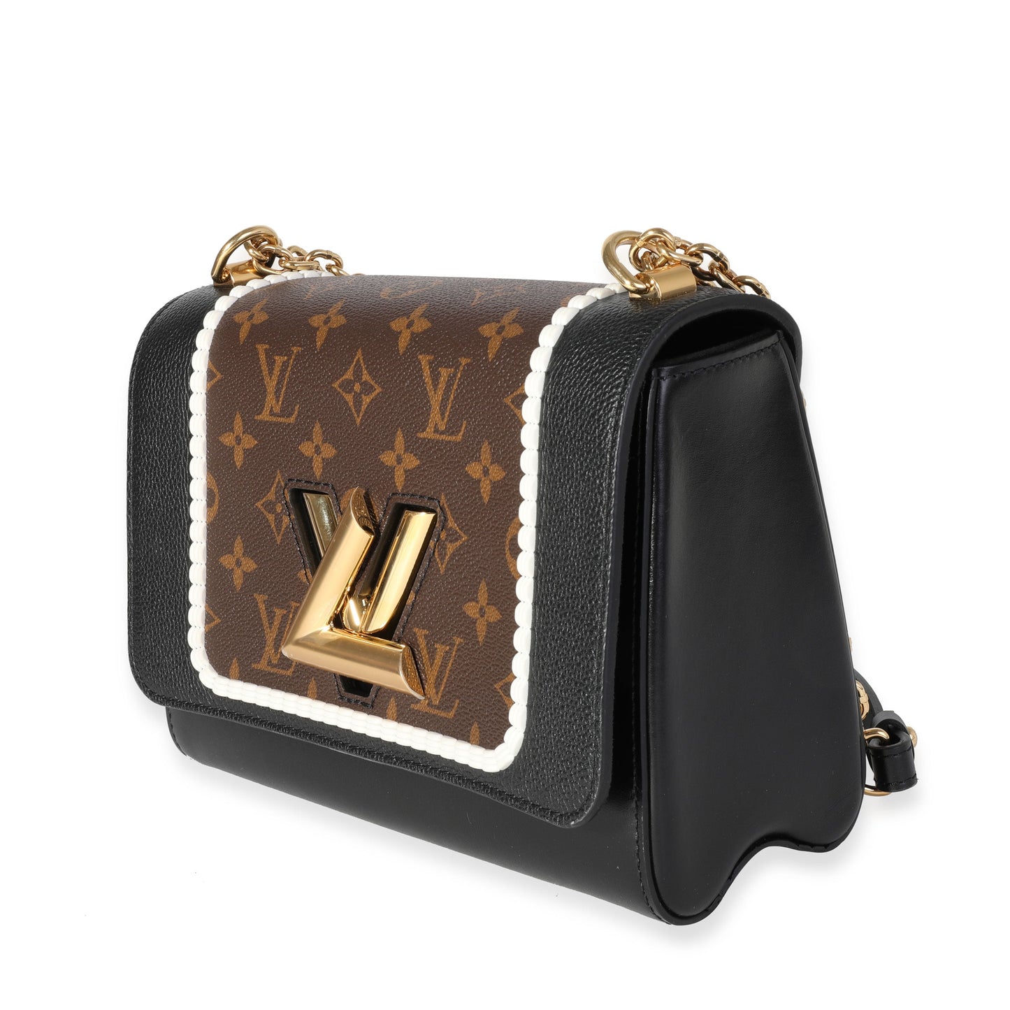Louis Vuitton Louis Vuitton Black Leather & Monogram Canvas Braided Twist MM