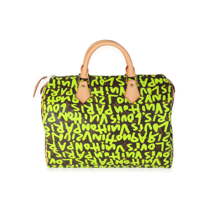 Louis Vuitton Louis Vuitton x Stephen Spro  Green Graffiti Monogram Canvas Speedy 30