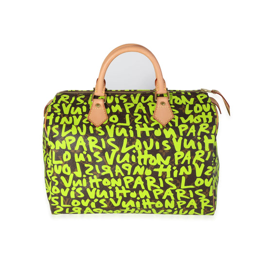 Louis Vuitton Louis Vuitton x Stephen Spro  Green Graffiti Monogram Canvas Speedy 30