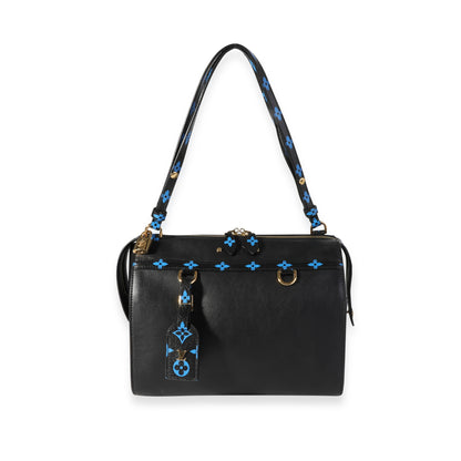 Louis Vuitton Louis Vuitton Navy Calfskin & Blue Monogram Canvas Speedy Amazon MM