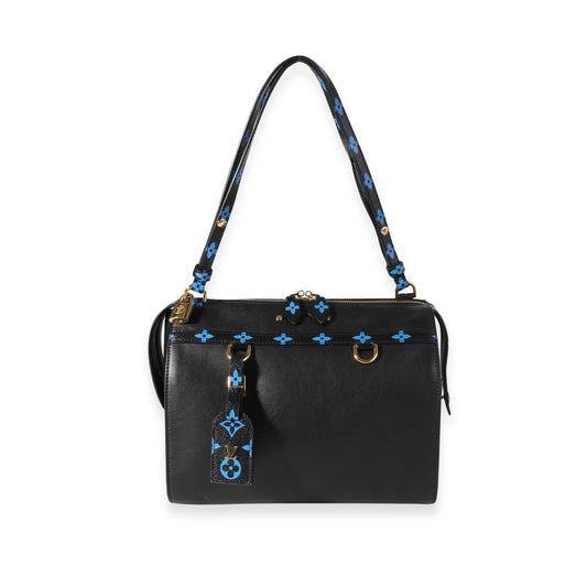 Louis Vuitton Louis Vuitton Navy Calfskin & Blue Monogram Canvas Speedy Amazon MM