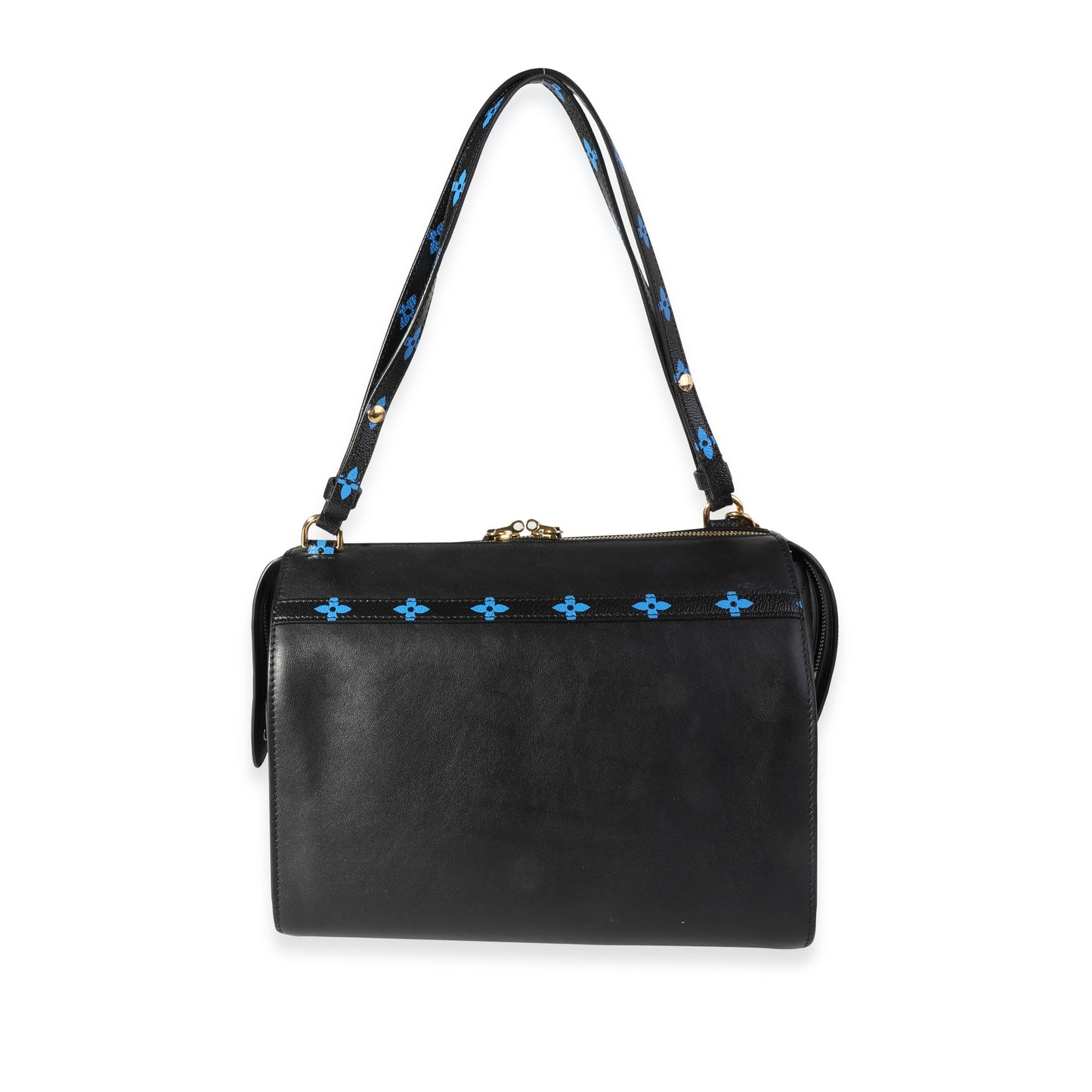Louis Vuitton Louis Vuitton Navy Calfskin & Blue Monogram Canvas Speedy Amazon MM