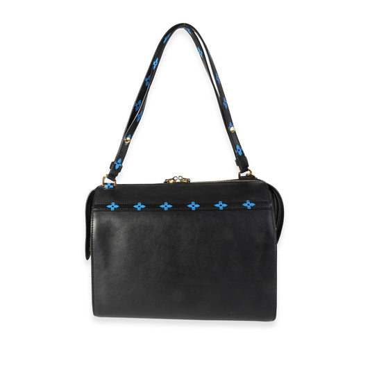 Louis Vuitton Louis Vuitton Navy Calfskin & Blue Monogram Canvas Speedy Amazon MM