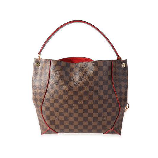 Louis Vuitton Louis Vuitton Damier Ebene Canvas & Cherry Leather Caissa Hobo