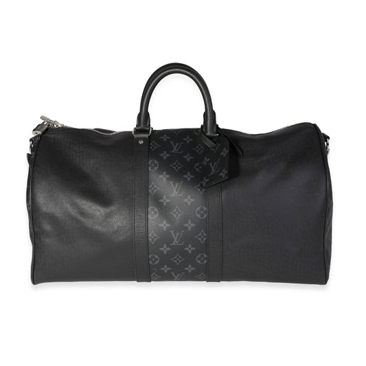 Louis Vuitton Louis Vuitton Black Monogram Eclipse Taigarama Keepall Bandoulière 50