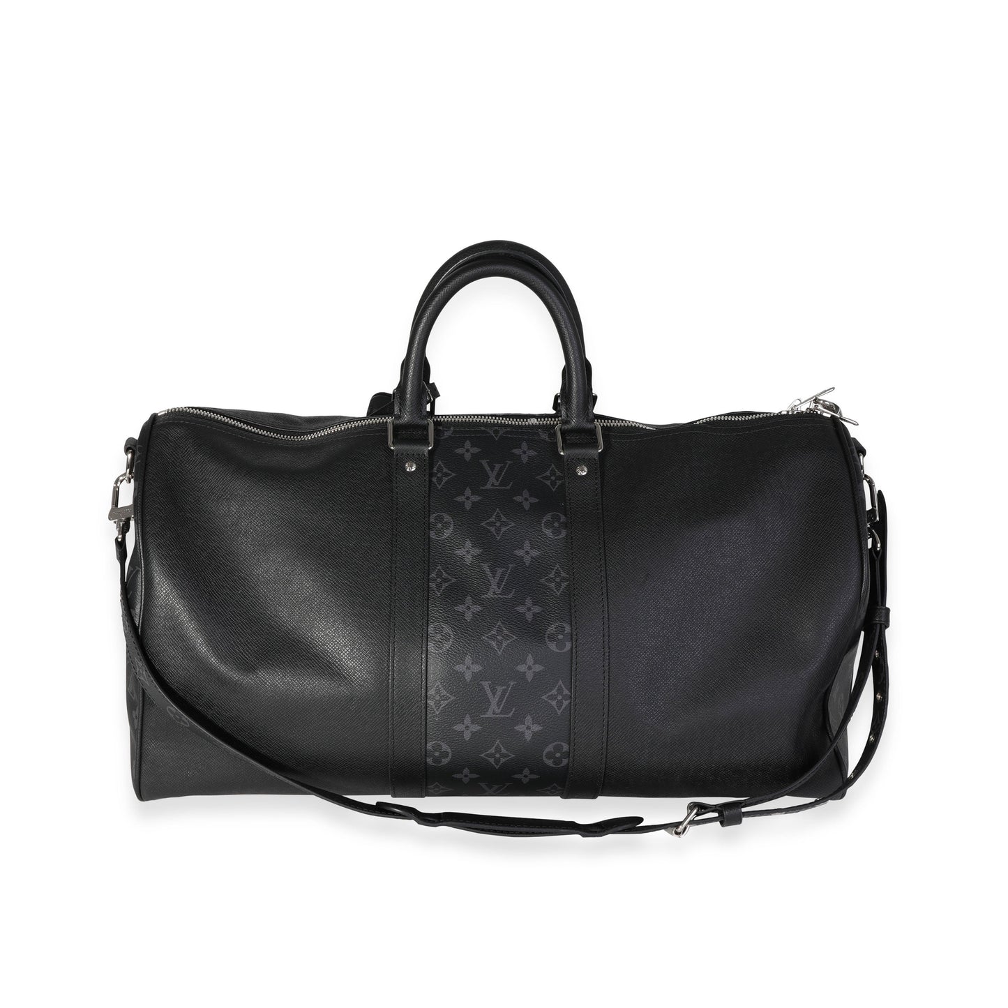 Louis Vuitton Louis Vuitton Black Monogram Eclipse Taigarama Keepall Bandoulière 50