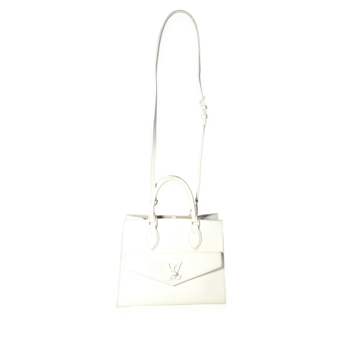 Louis Vuitton White Leather Monochrome Lockme Tote PM