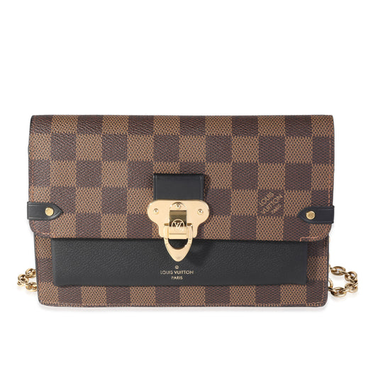 Louis Vuitton Louis Vuitton Damier Ebene Canvas & Black Cowhide Vavin Chain Wallet